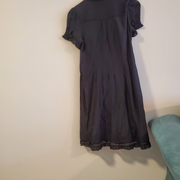 KENZIE designer goth Prarie dress navy blue cottagecore size Medium ruffle lace - Picture 10 of 11